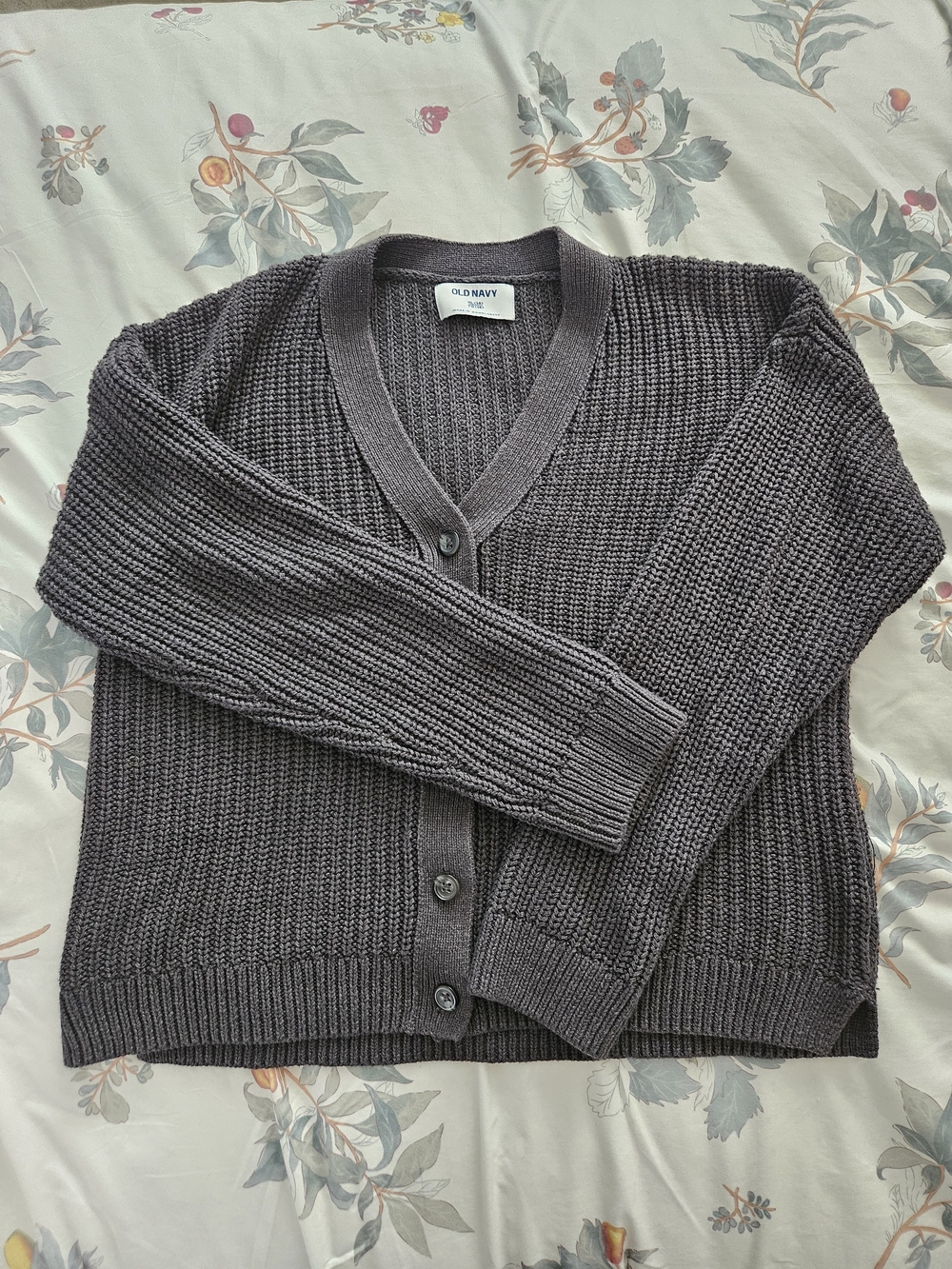 Old Navy Women's Charcoal Knit Button-Front Cardigan